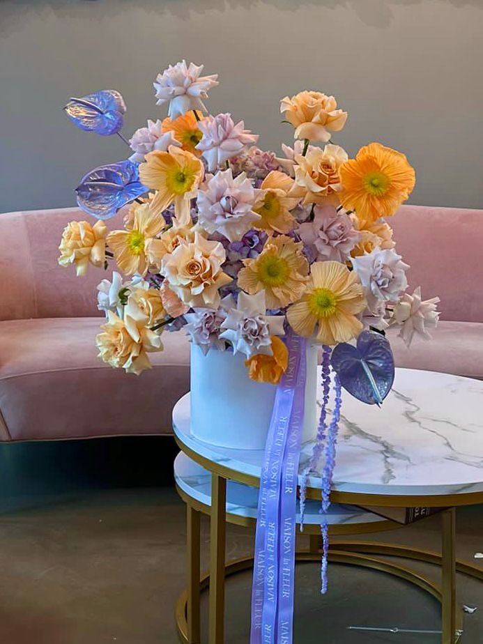 Peach Dreamscape- Long stem Fran grant roses, italian poppies ...