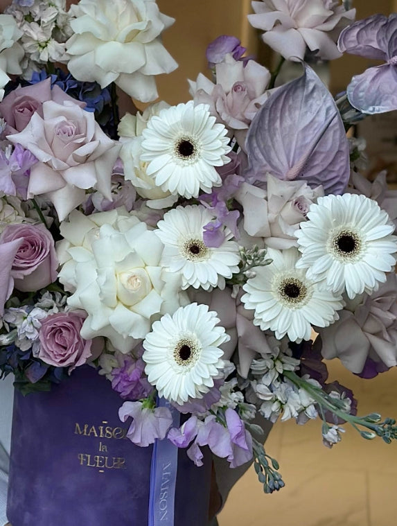 Lavender Mist - Premium long stem roses, David Austin garden roses, gerbera, sweet pea, anthurium, and stock flower