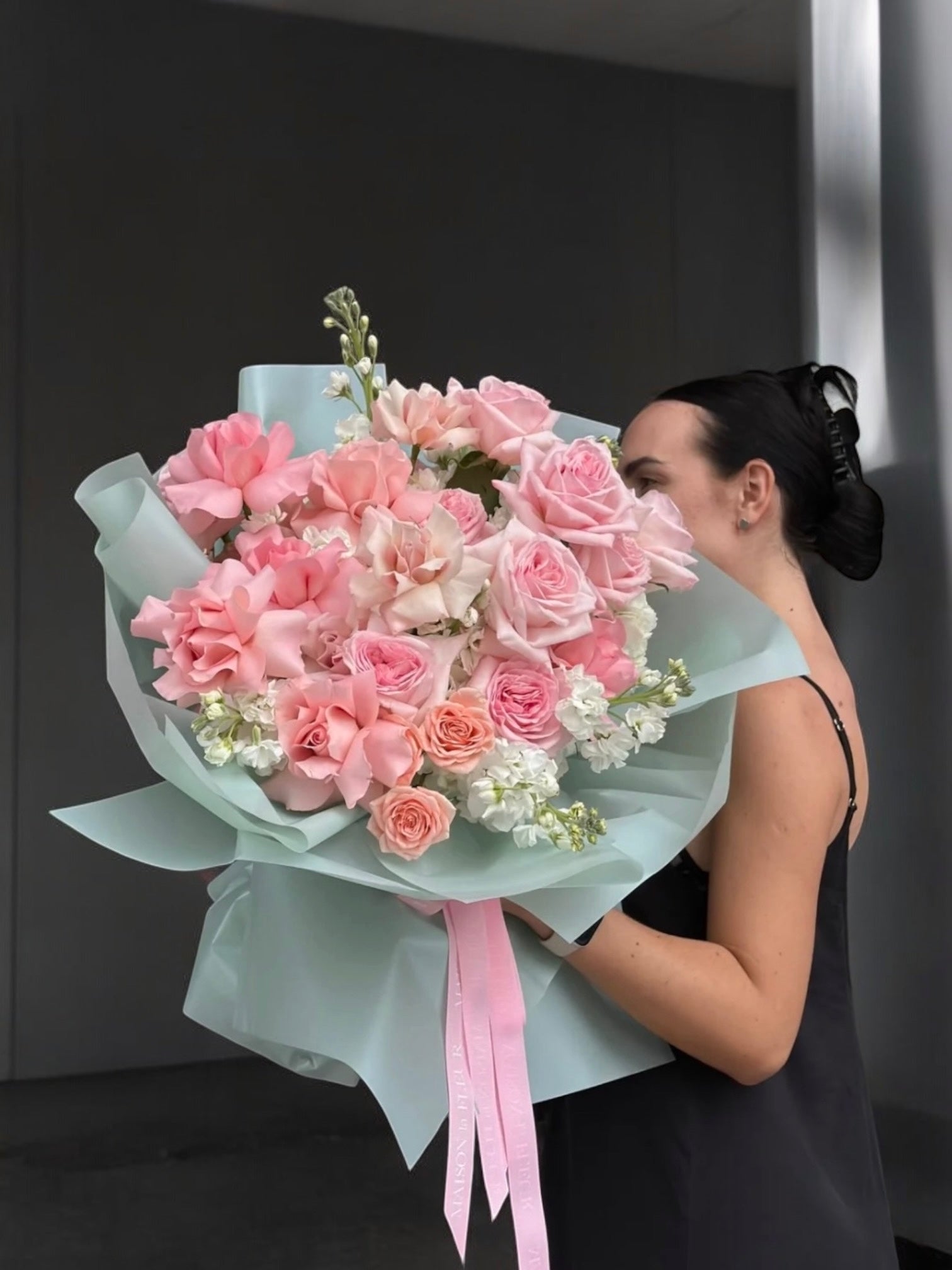 Appetite for Pink - premium O’Hara roses, tulips, long stem roses, stock flowers, hydrangea - Maison la Fleur