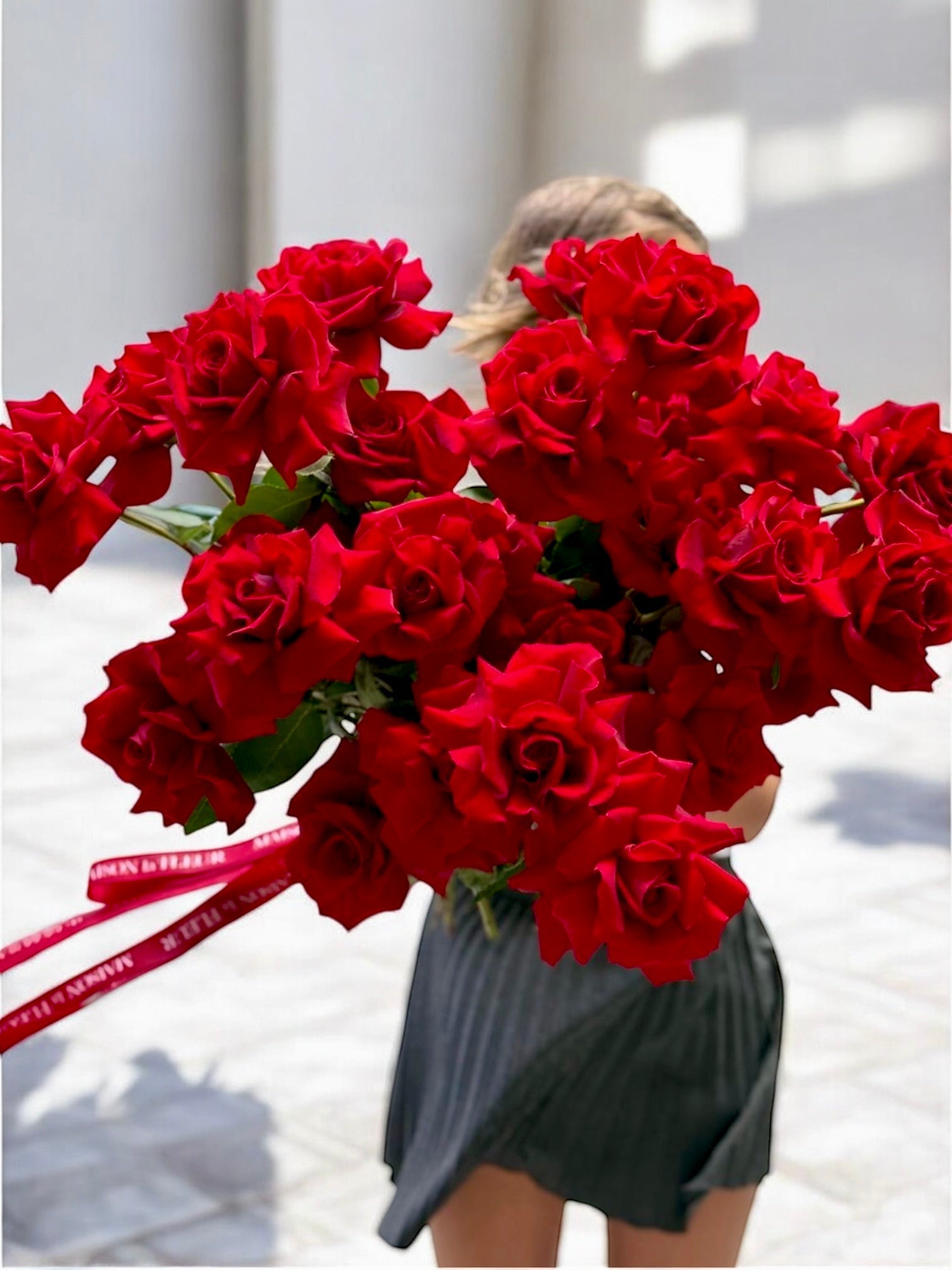 Better in Red - 2 dozen premium long stem roses - Maison la Fleur