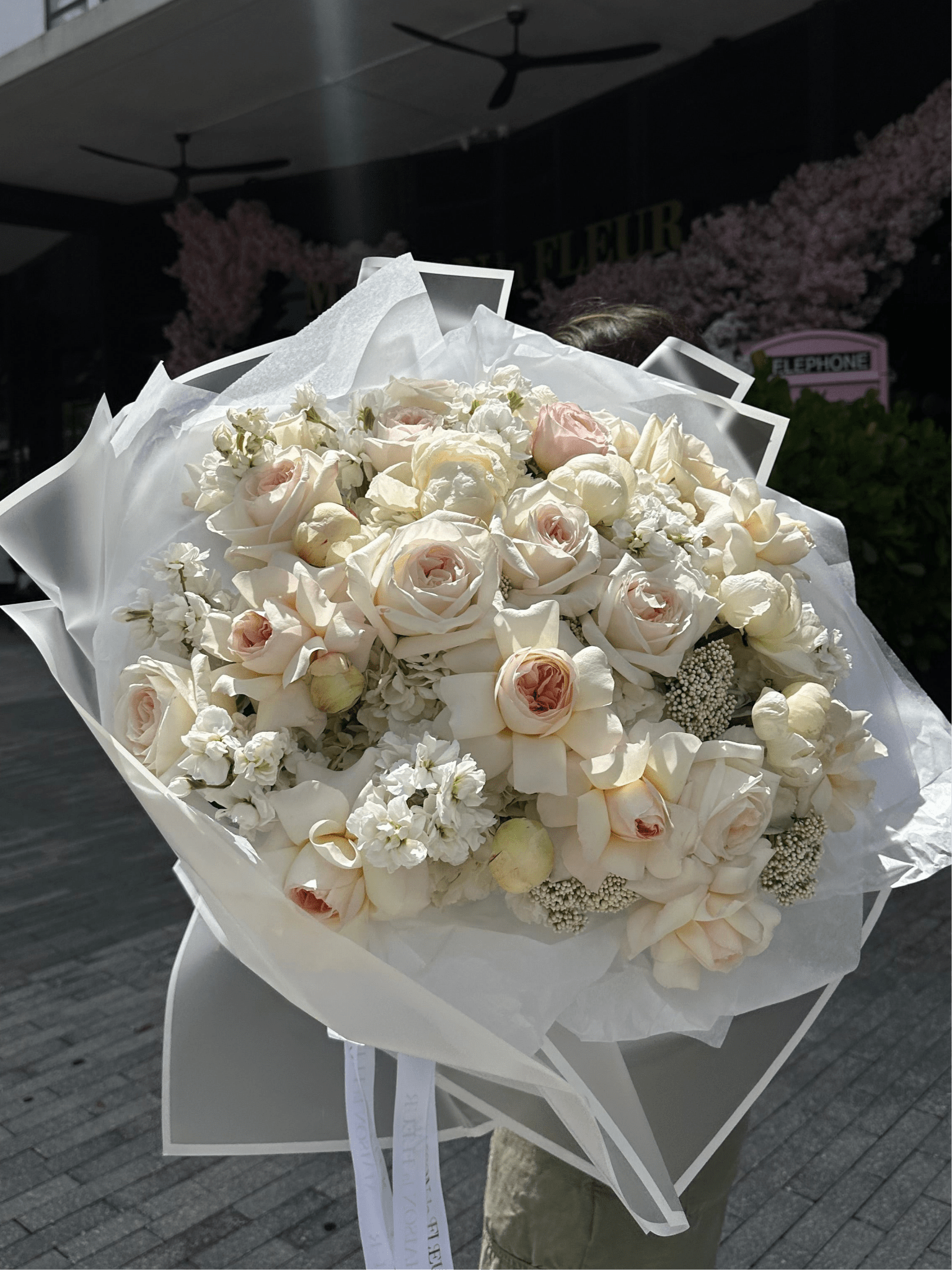Chantilly Lace - garden roses, peonies, rice flowers, stock, hydrangeas - Maison la Fleur