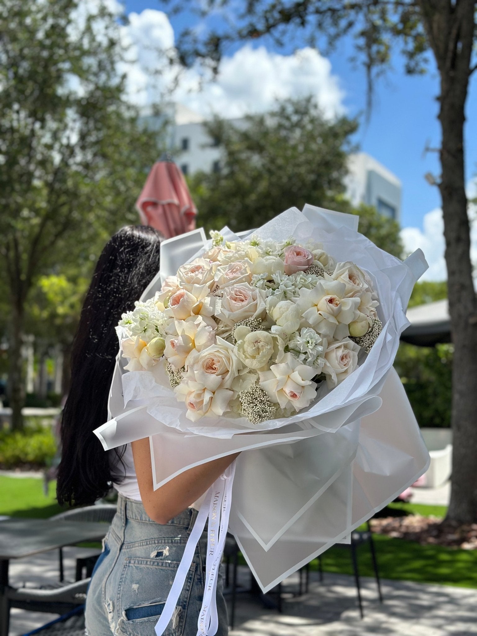 Chantilly Lace - garden roses, peonies, rice flowers, stock, hydrangeas - Maison la Fleur