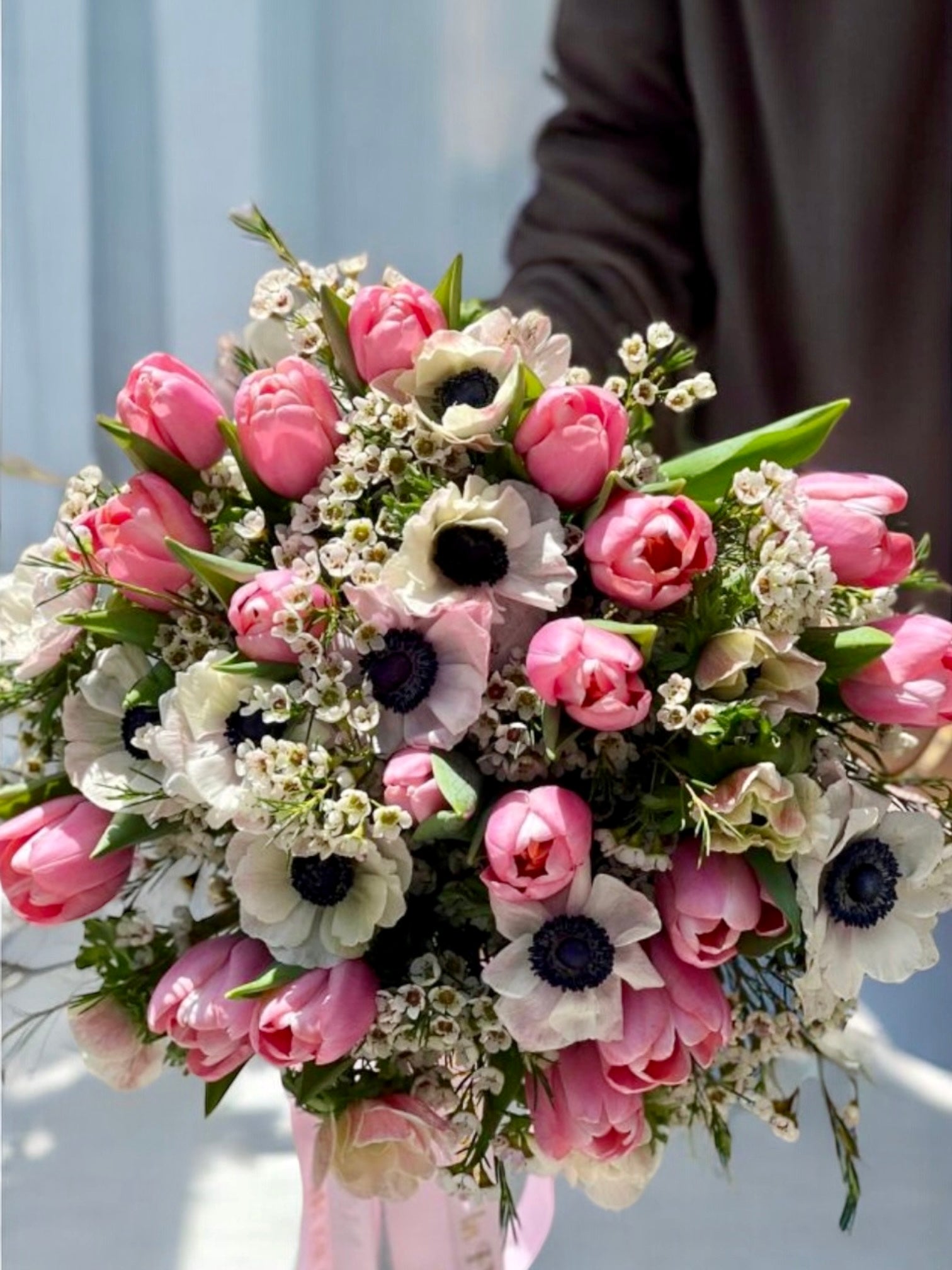 Eye Candy - Dutch tulips, Dutch anemones, wax flower - Maison la Fleur