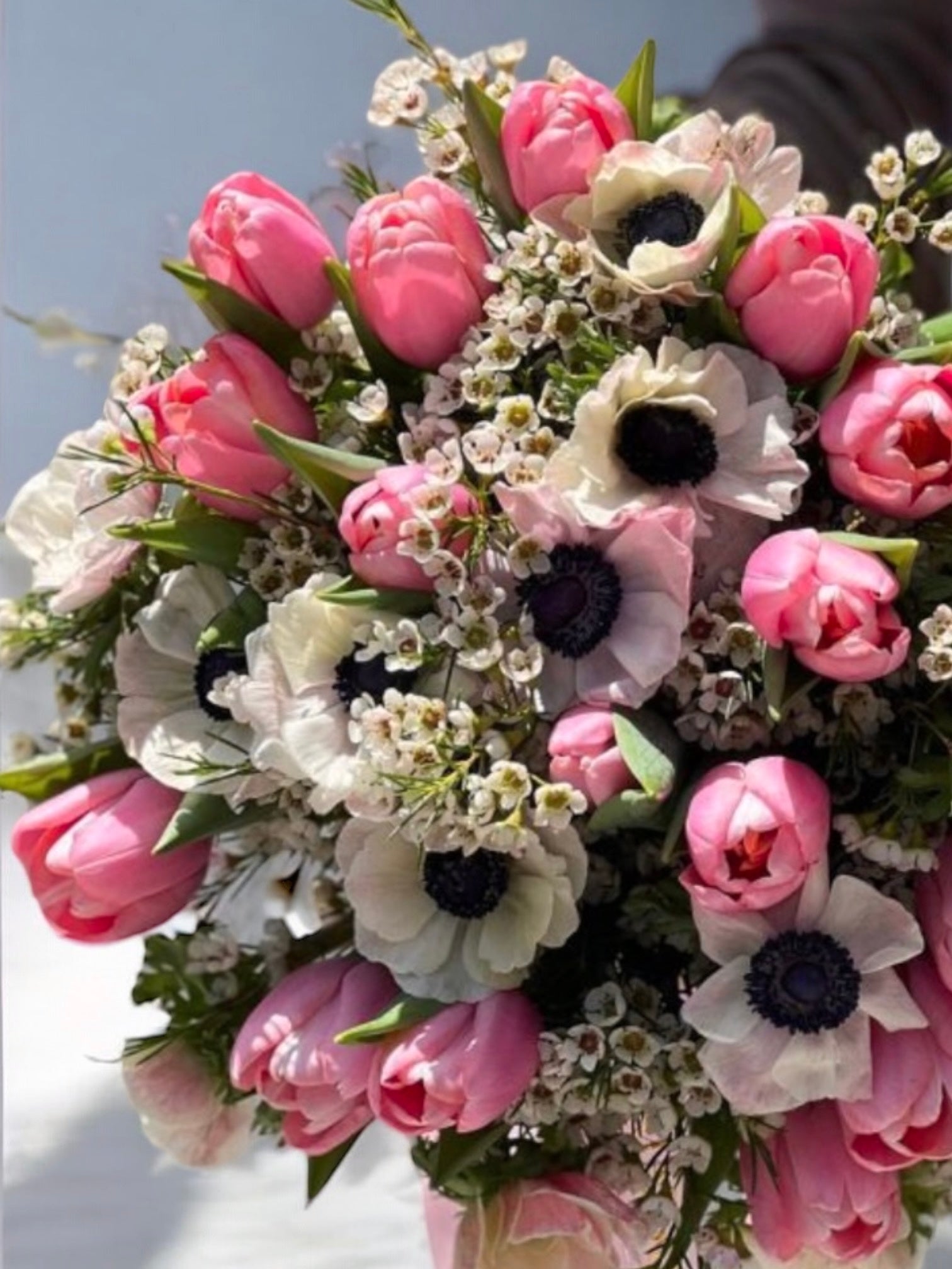 Eye Candy - Dutch tulips, Dutch anemones, wax flower - Maison la Fleur