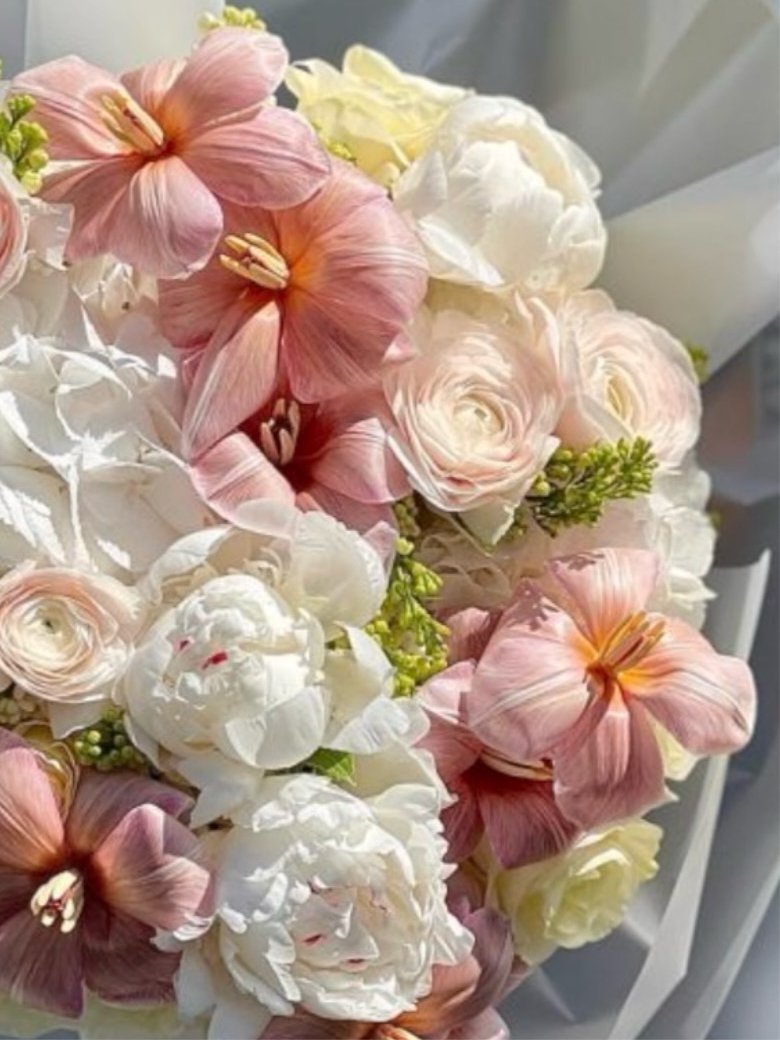 Fleur De Papillon - Dutch tulips, hydrangea, peonies, spray roses, lilacs - Maison la Fleur