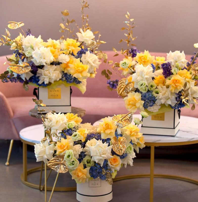 Golden Hour - beautiful mix of garden roses, premium roses, hydrangea, anthurium, lisianthus - Maison la Fleur