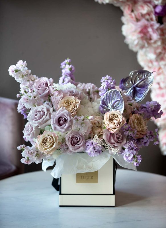 Lilac Dream - premium garden and long stem roses, hydrangea, lisiantthus, stock and anthurium - Maison la Fleur