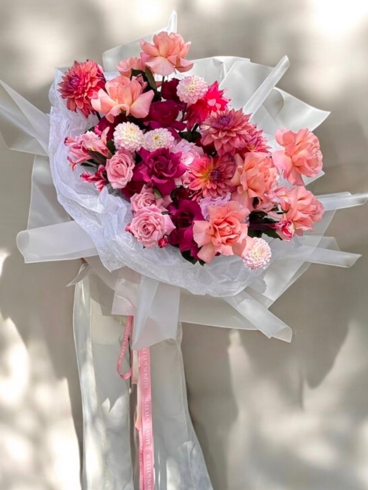 Lost Cherry Lust - Premium Long stem roses, dahlias, European hydrangea, and VIP Iris - Maison la Fleur