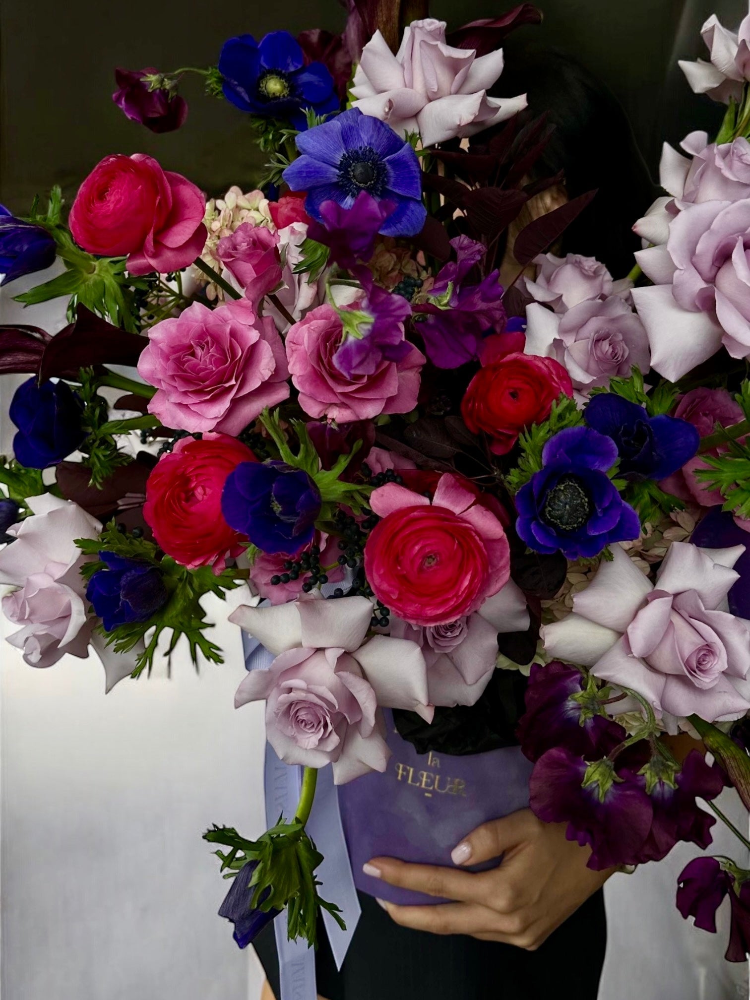 Mademoiselle - delicate European style arrangement with hydrangea, ranunculus , anemones and premium roses - Maison la Fleur