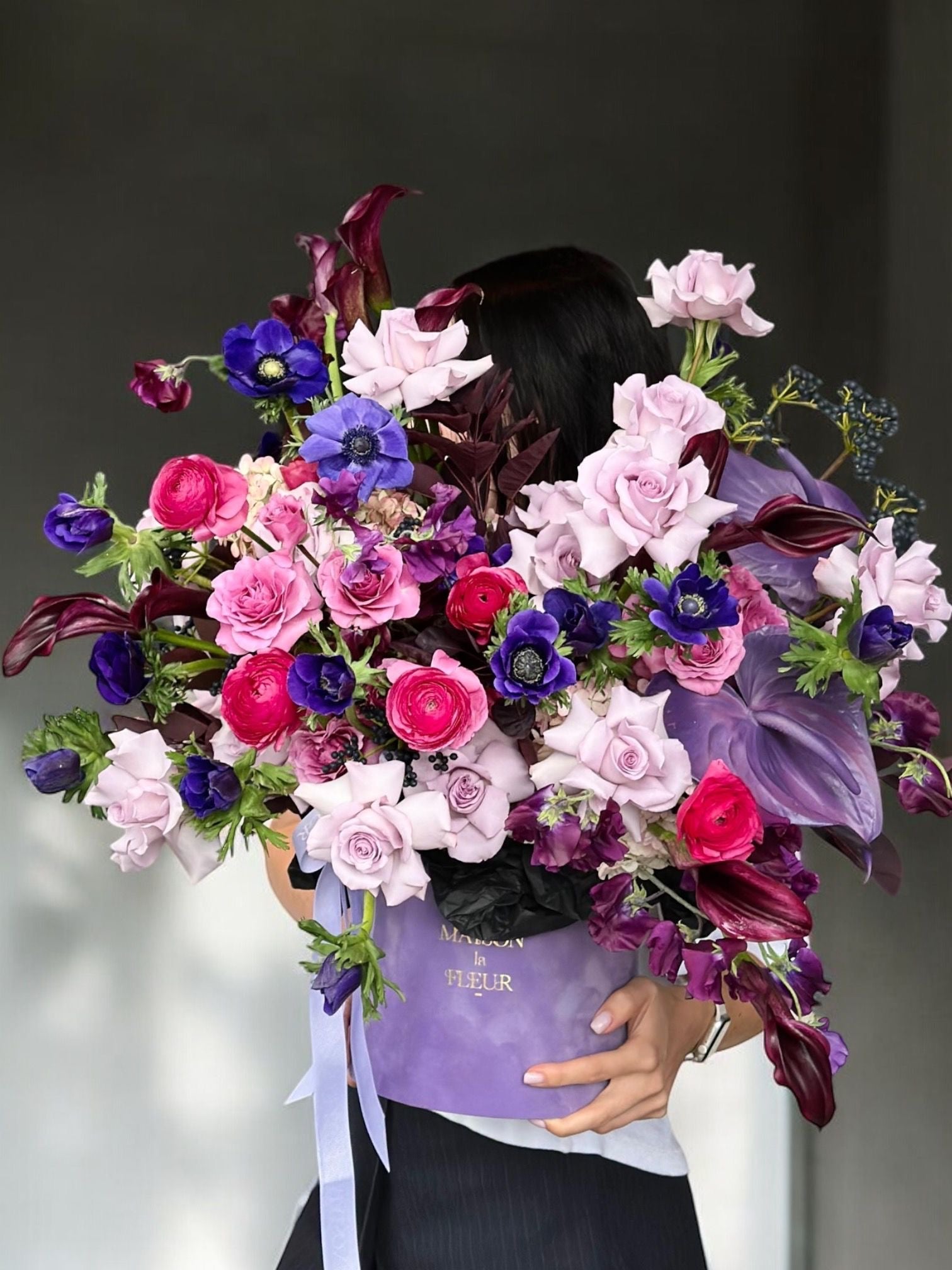 Mademoiselle - delicate European style arrangement with hydrangea, ranunculus , anemones and premium roses - Maison la Fleur