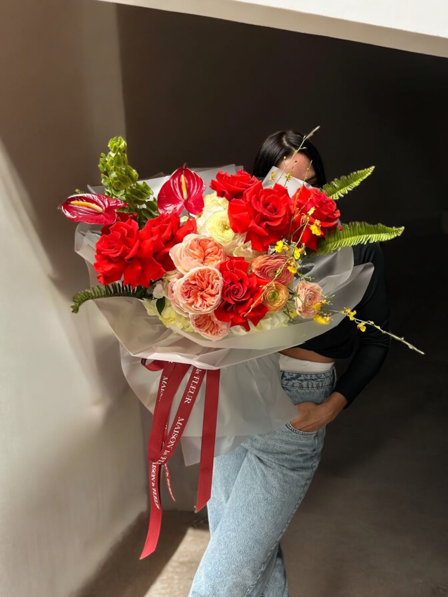 Ooh La La - European Style Bouquet of premium red roses - Maison la Fleur