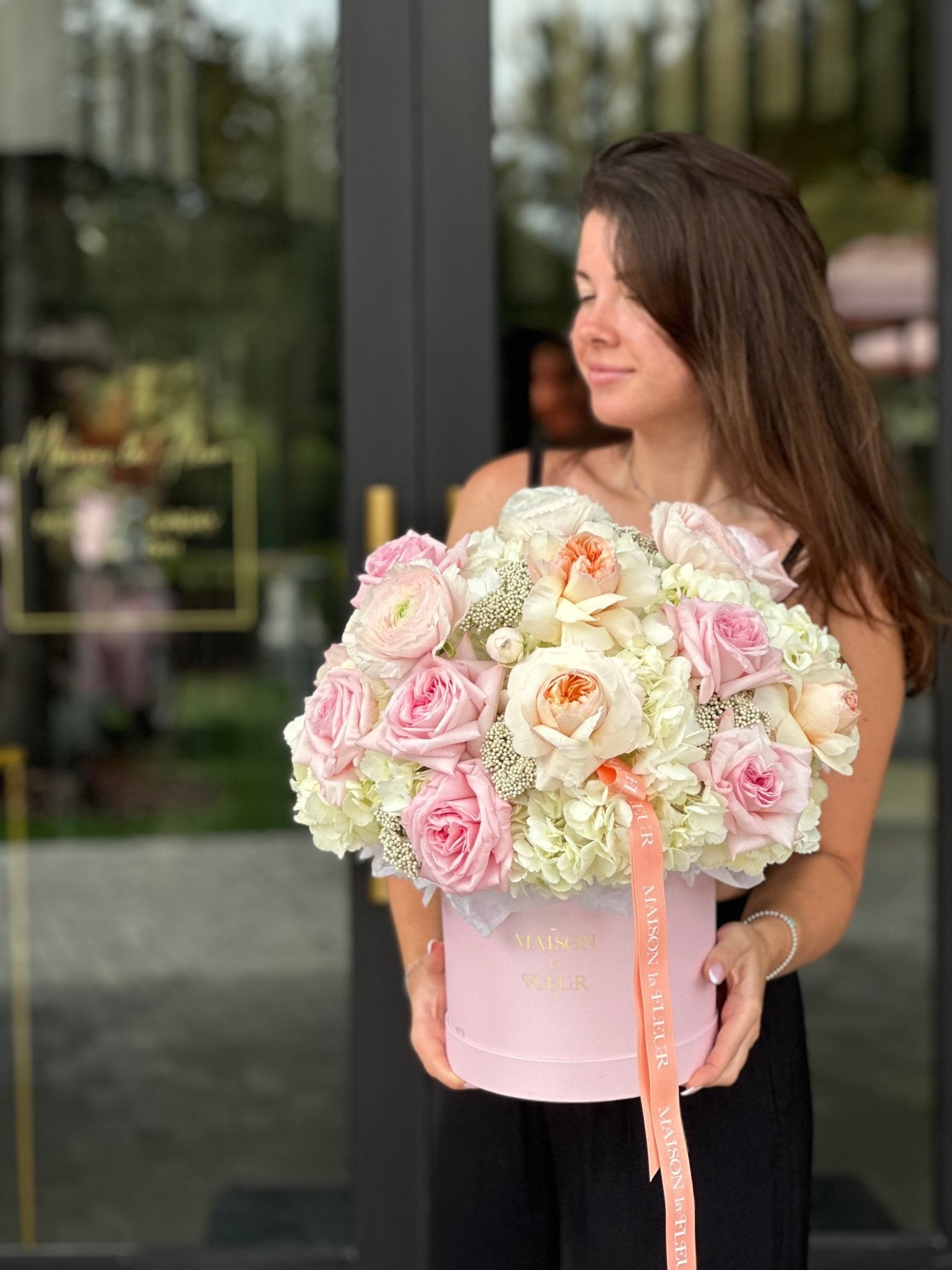 Pink Butterflies - premium peonies, long stem roses, tulips, hydrangea, and ranunculus - Maison la Fleur