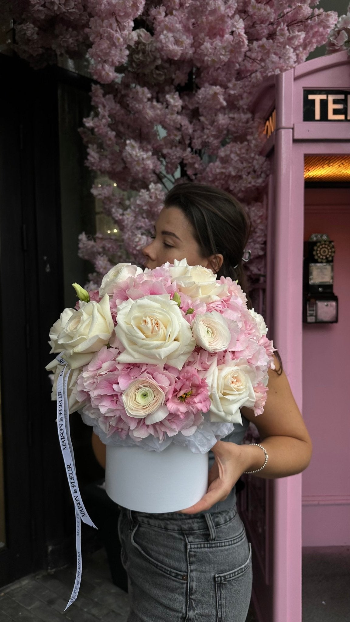 Pink Butterflies - premium peonies, long stem roses, tulips, hydrangea, and ranunculus - Maison la Fleur