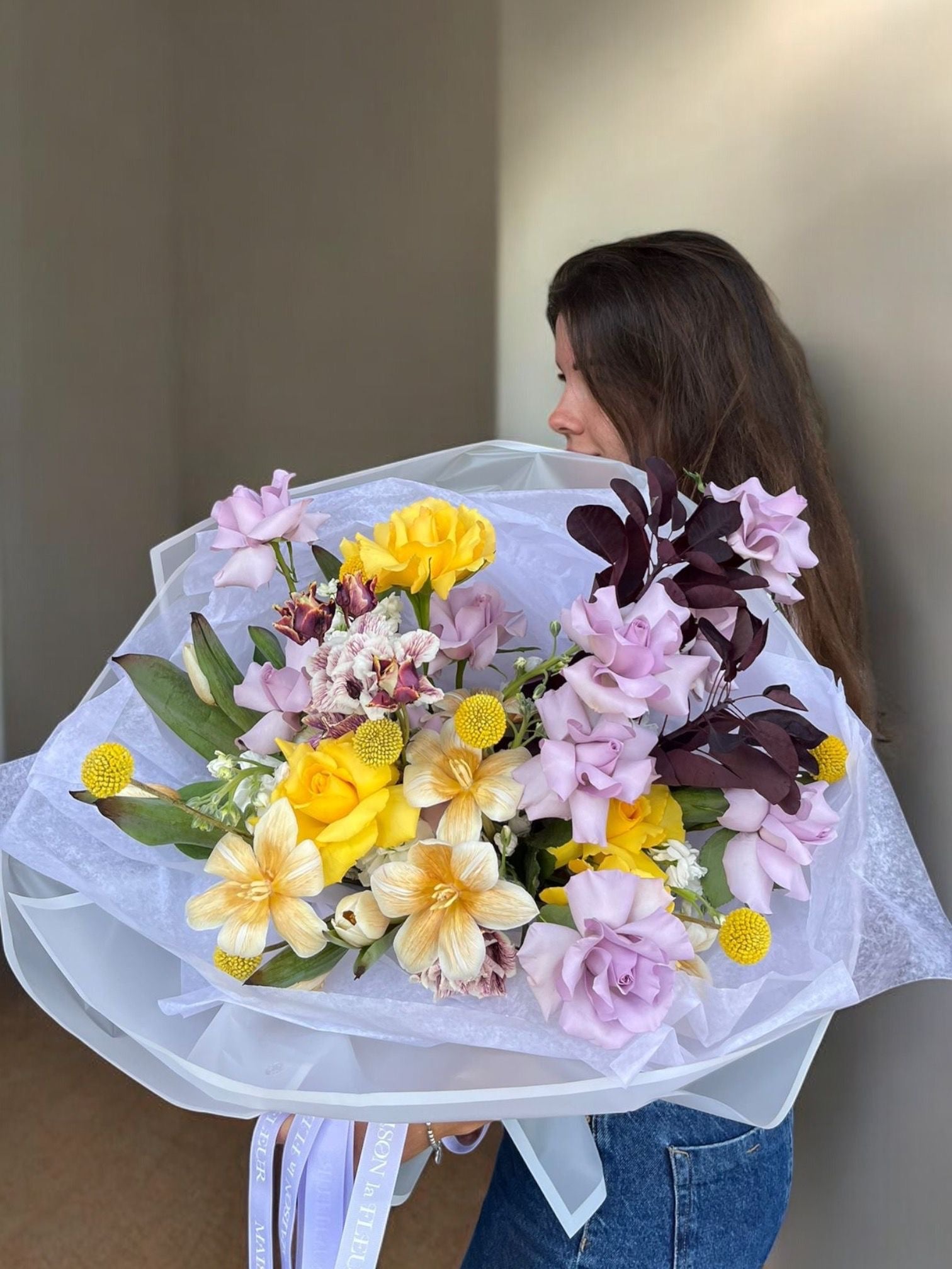 Summer Glow - Purple and yellow mixed premium bouquet - Maison la Fleur