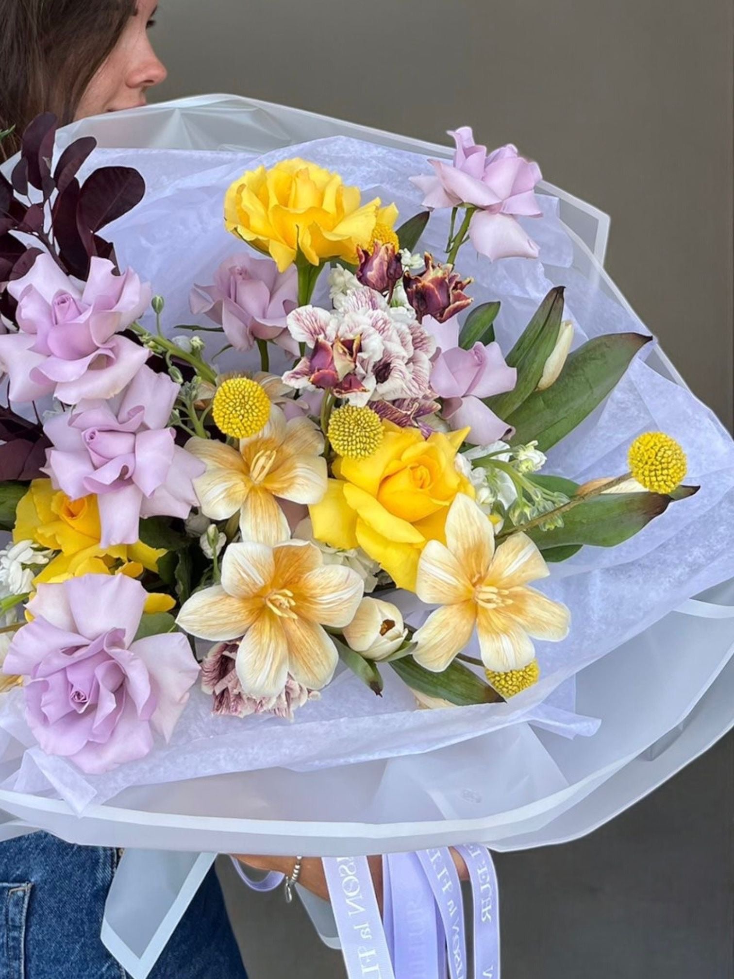 Summer Glow - Purple and yellow mixed premium bouquet - Maison la Fleur