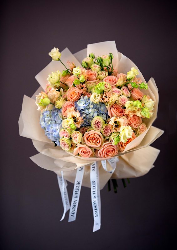 Premium Lisianthus Roses , Always Apricot - Hydrangea, Premium Roses and Lisianthus - Maison la Fleur