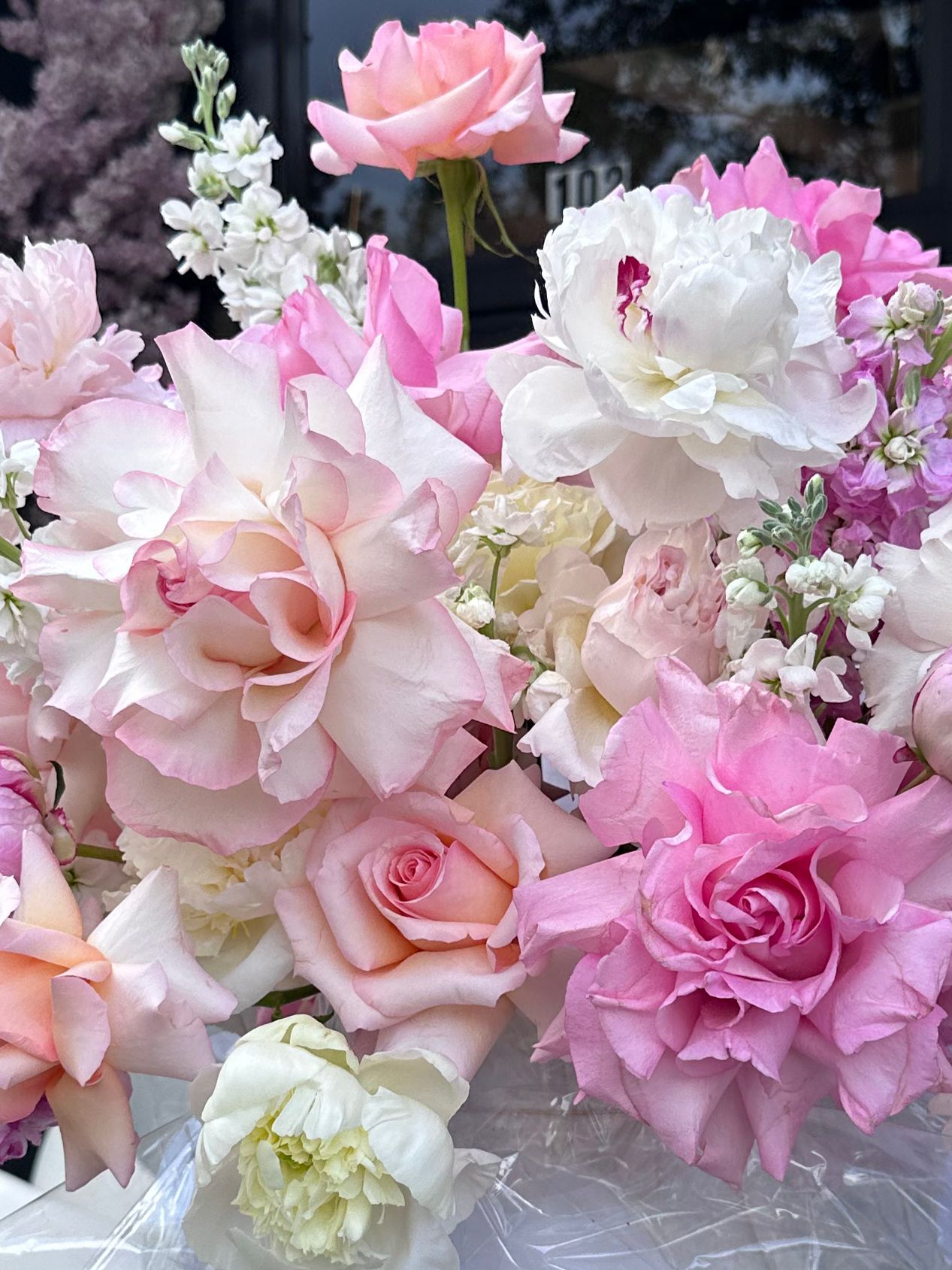 Artificial Peony Bouquet , Ballerina’s Dance - Dutch peonies, Long stem roses, stock and hydrangea - Maison la Fleur