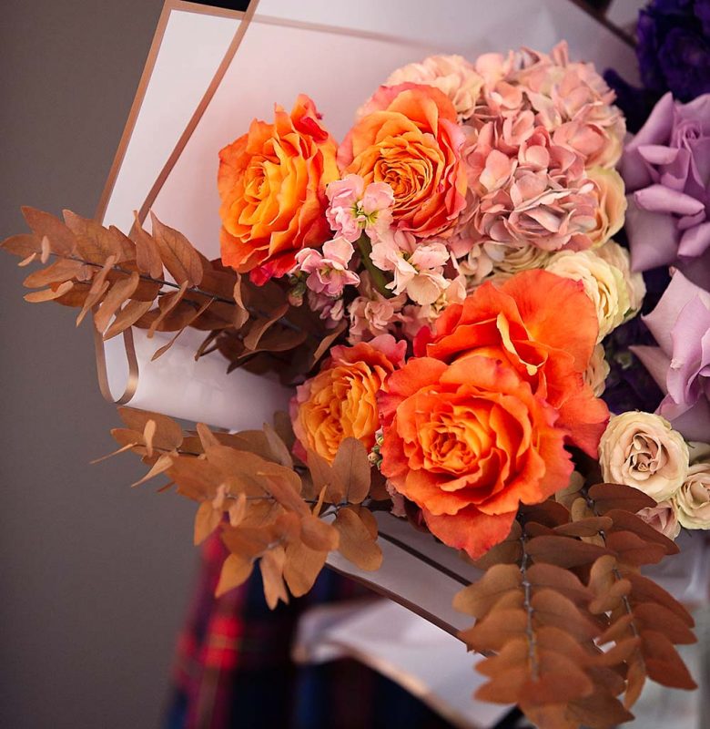 European Style Roses, Cool Awakening - European style combination of delphinium, premium roses and hydrangea - Maison la Fleur