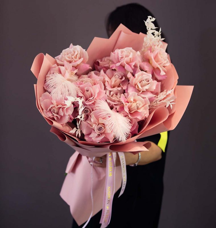 Faith - european style bouquet - 2 dozen long stem roses - Maison la Fleur
