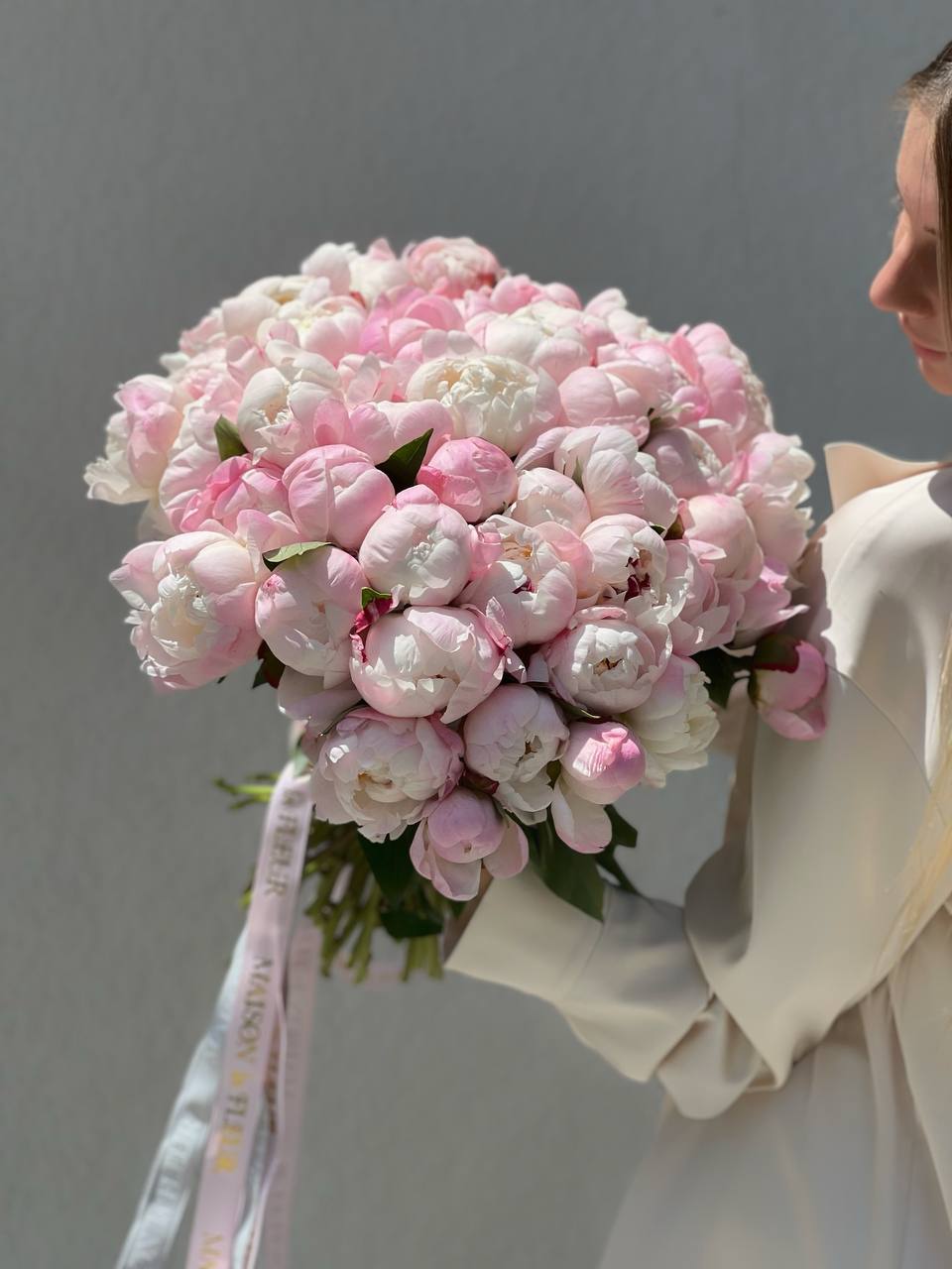 Pink Marshmallow Flower Bouquet, Pink Marshmallow - 35 Beautiful European Peonies